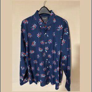 Bonobos Navy Blue Printed Long Sleeve Button Down